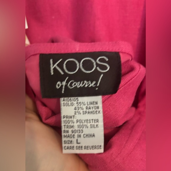 NWT‎ Koos of Course! Womens Reversible Linen Rayon Spandex Silk Pink Jacket Sz L - Picture 7 of 15
